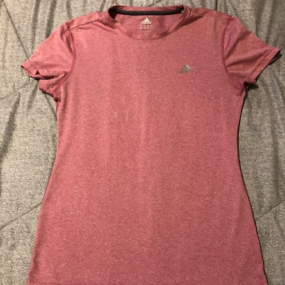 Adidas Climalite Womens Short Sleeve Performance Tee Heathered Pink Size M